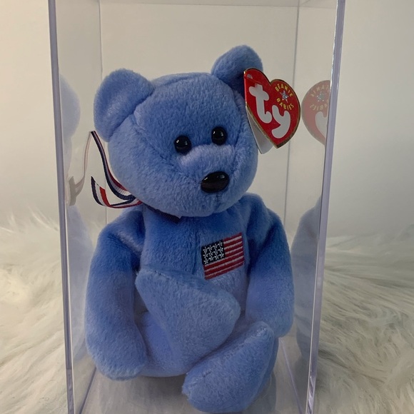 Ty (12) Rare Retired AMERICA Blue Stuffed Animal Bear with Flag Patch - Picture 10 of 14